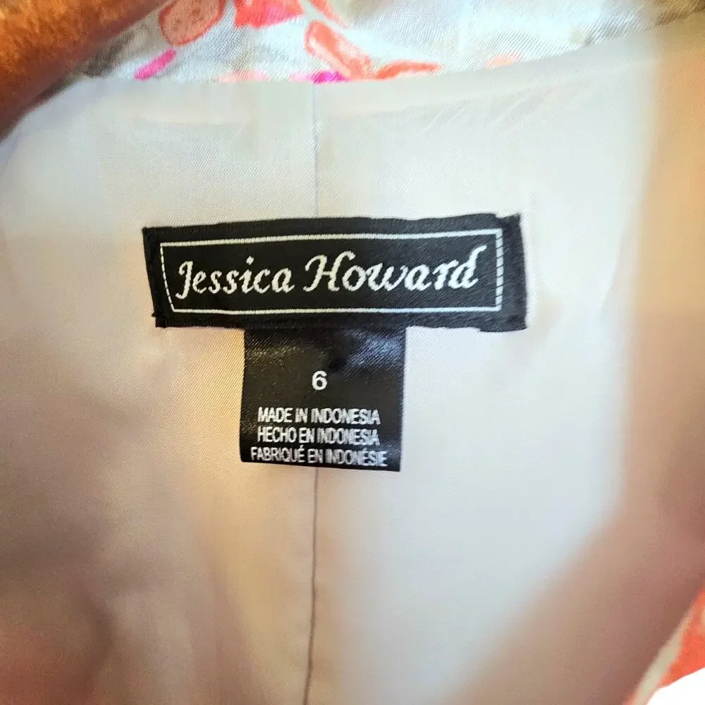 Jessica Howard Silver with Pink Floral Romantic Cottagecore V-Neck Dress